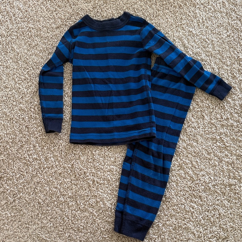 Hanna Andersson Navy and Black Striped Kids Pajama Set